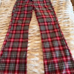 lei Red and Gray Plaid Boot Cut Pants